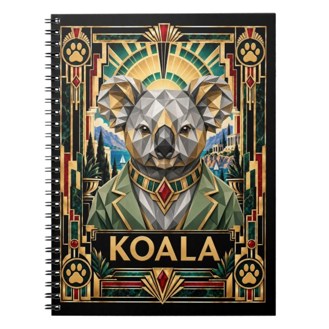 Cuaderno Koala, Arte Deco Fauna (Frente)