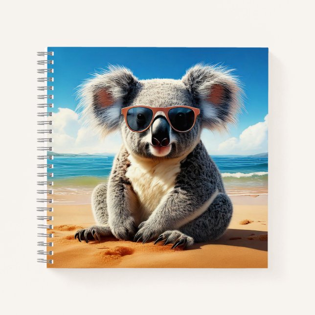 Cuaderno Koala en una playa de arena (Anverso)