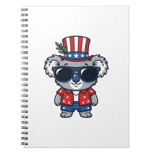Cuaderno Koala Patriótico Arte Vectorial Estilo Vintage_1
