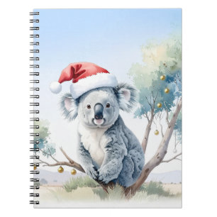 Cuaderno Koala sentado en un árbol de goma Feliz Navidad