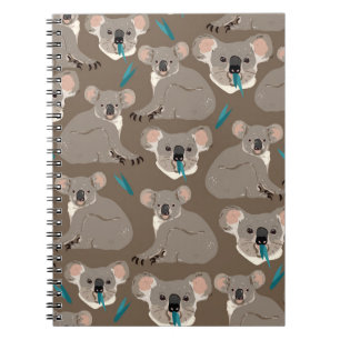 Cuaderno Koala sobre fondo marrón neutro cosecha sin costur