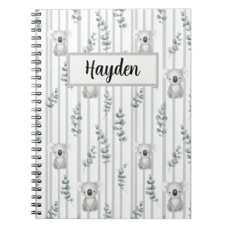 Cuaderno Koala y rayas grises