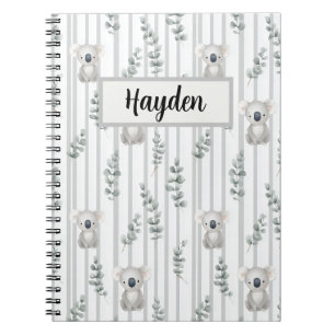Cuaderno Koala y rayas grises