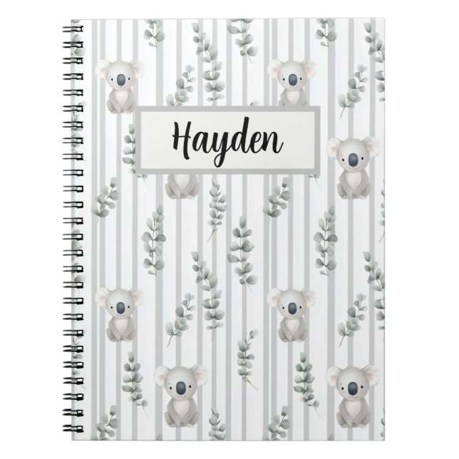 Cuaderno Koala y rayas grises  (Frente)