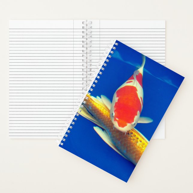 Cuaderno Koi Coloridos en Estanque Azul (Interior)