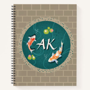 Cuaderno Koi Fish Pond japonés verde realista