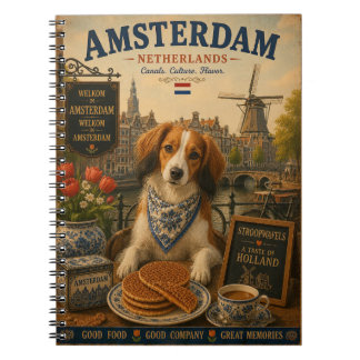 Cuaderno Kooikerhondje en Amsterdam Arte de Viaje Vintage