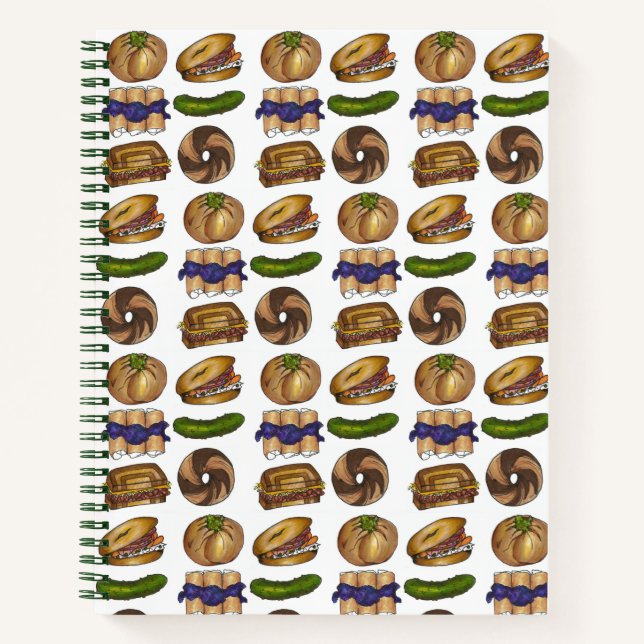 Cuaderno Kosher Pickle Blintz Knish Bagel Jewish Deli Foods (Anverso)