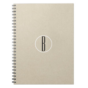 Cuaderno Kraft Brown Chic Monograma Letra Inicial Rústica