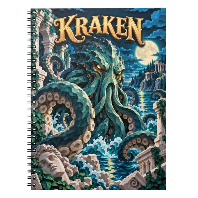 Cuaderno Kraken, monstruo de recorte de papel (Frente)