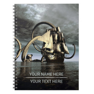 Cuaderno Kraken. Pulpo gigante hundiendo un barco pirata