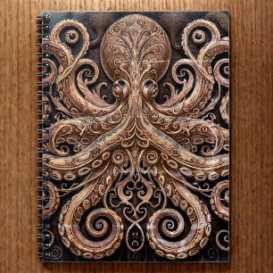 Cuaderno Kraken Steampunk Octopus Ornate Gold y Black