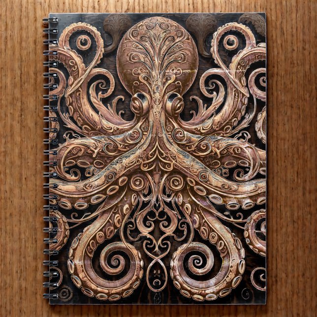 Cuaderno Kraken Steampunk Octopus Ornate Gold y Black (Subido por el creador)