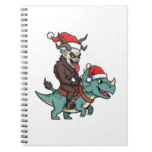 Cuaderno Krampus montando un dinosaurio Santa Navidad Malva