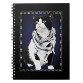 Cuaderno Kufiya palestino tradicional lleva gato
