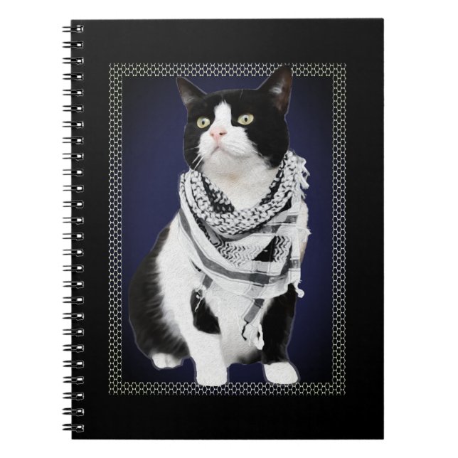 Cuaderno Kufiya palestino tradicional lleva gato (Frente)
