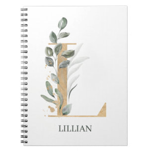 Cuaderno L Monograma Portátil Floral Personalizado