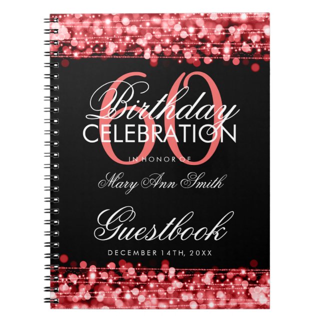 Cuaderno La 60.a fiesta de cumpleaños del Guestbook chispea (Frente)