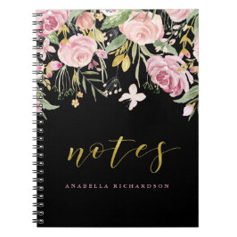 Cuaderno La acuarela florece rosa y oro del | florales en