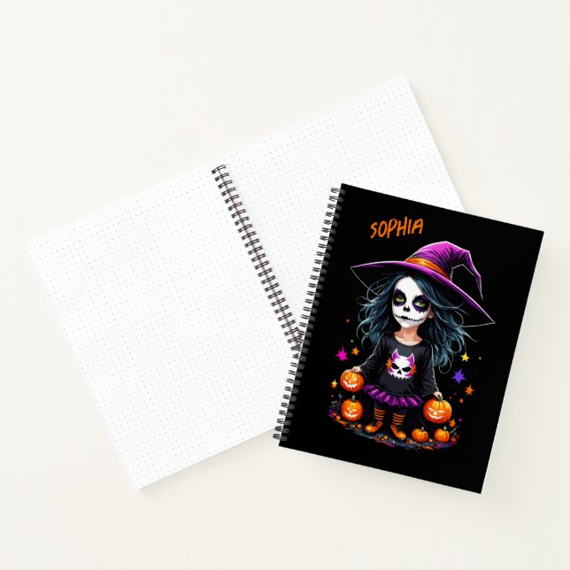 Cuaderno La adorable bruja de Halloween de Kawaii (Interior)