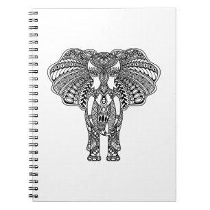 Cuaderno La alheña Mehndi adornó el elefante indio