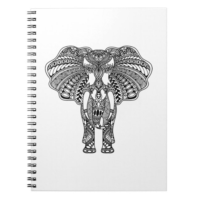 Cuaderno La alheña Mehndi adornó el elefante indio (Frente)