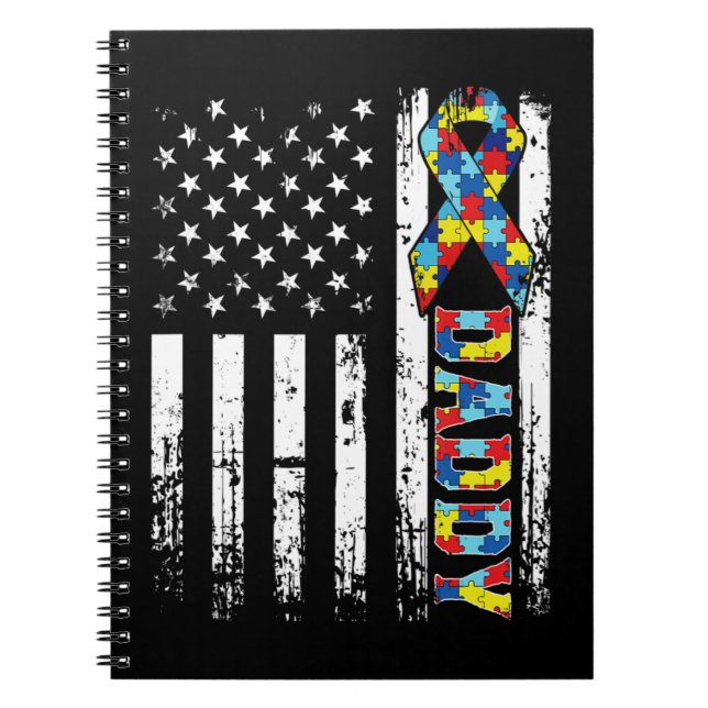 Cuaderno La angustiada bandera retro vintage estadounidense (Frente)