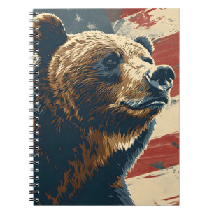 Cuaderno La bandera norteamericana vintage grizzly