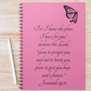 Cuaderno La Biblia Personalizado Rosa Verse con la mariposa