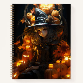 Cuaderno La bruja sentada en su trono Jack-O-Lantern