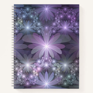 Cuaderno La cama de flores reluciente arte fractal