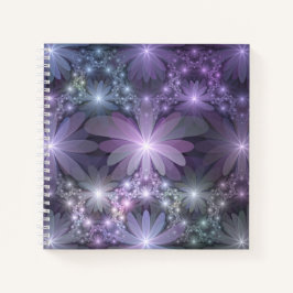 Cuaderno La cama de flores reluciente arte fractal