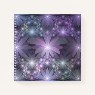 Cuaderno La cama de flores reluciente arte fractal