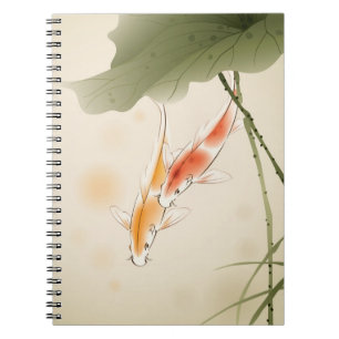 Cuaderno La carpa japonesa pesca la natación en la charca