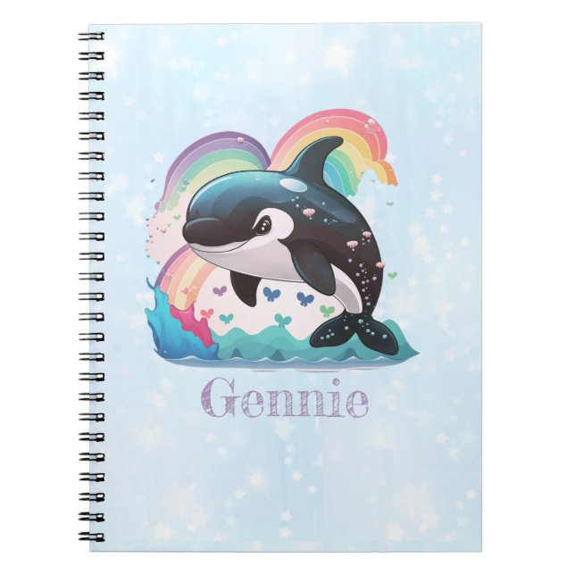 Cuaderno La caza de ballenas asesina de Kawaii Orca llueve  (Frente)