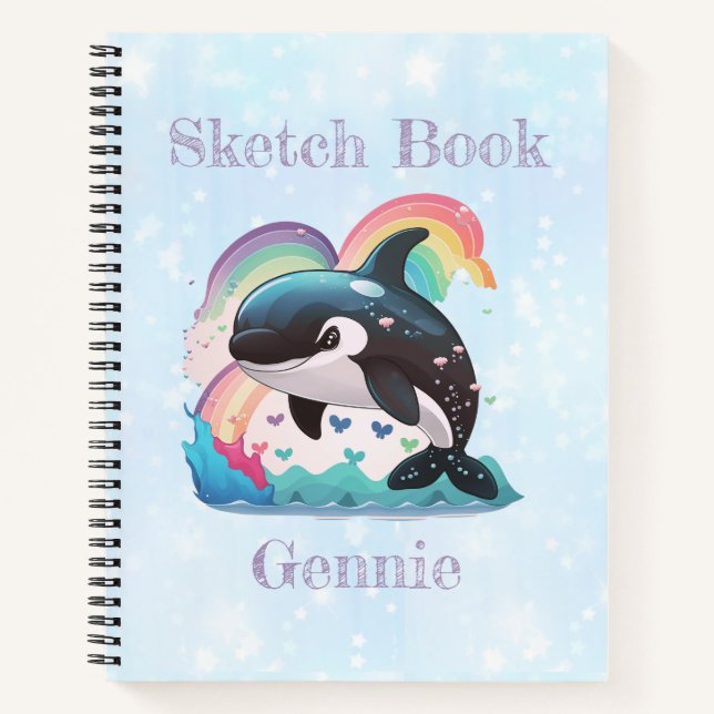 Cuaderno La caza de ballenas asesina de Kawaii Orca llueve  (Anverso)