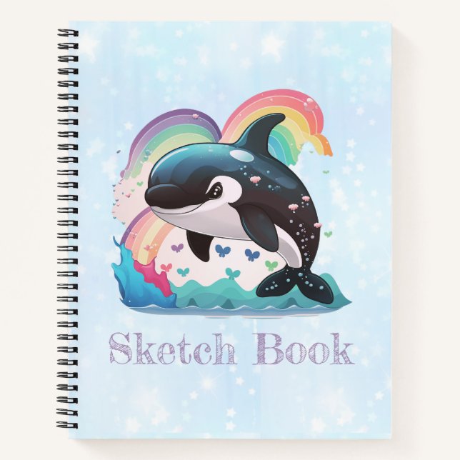 Cuaderno La caza de ballenas asesina de Kawaii Orca llueve  (Anverso)