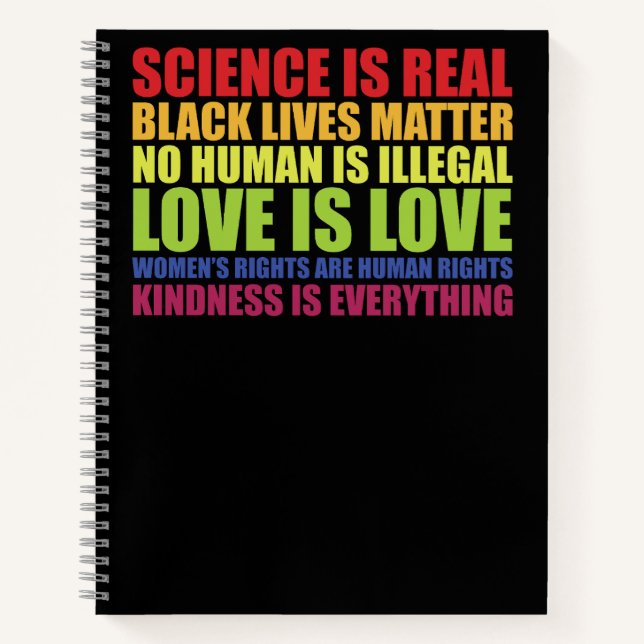 Cuaderno La ciencia es real Las vidas negras importan Orgul (Anverso)