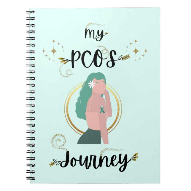 Cuaderno La cinta Verde azulada de concientización de PCOS  (Frente)