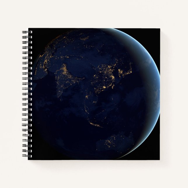 Cuaderno La ciudad de la Tierra se ilumina de noche en Asia (Anverso)