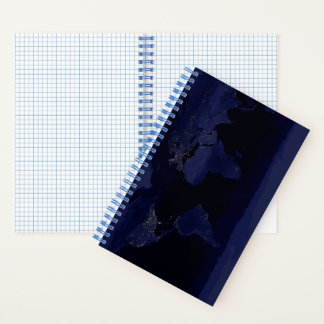 Cuaderno La ciudad del Mapa Mundial de la Tierra se ilumina