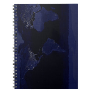 Cuaderno La ciudad del Mapa Mundial de la Tierra se ilumina