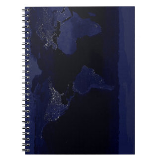 Cuaderno La ciudad del Mapa Mundial de la Tierra se ilumina