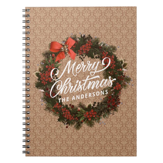 Cuaderno La corona de Navidades elegantes y personalizados  (Frente)