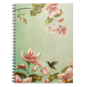 Cuaderno La cosecha de azaleas rosadas en la bruma verde