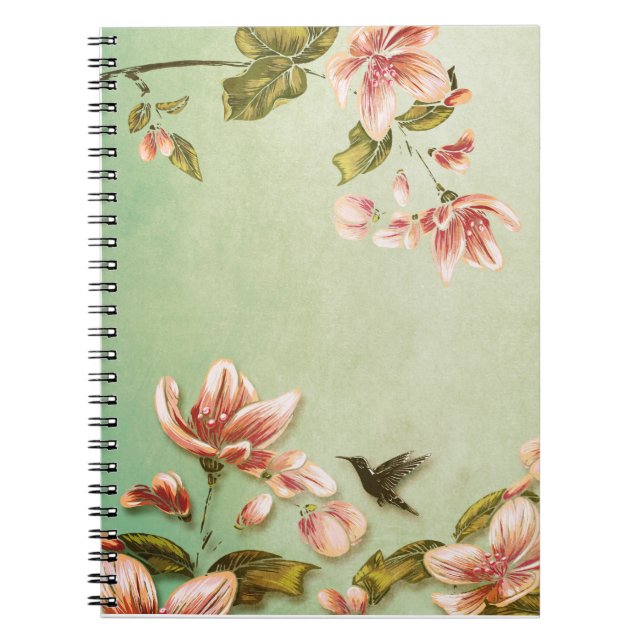Cuaderno La cosecha de azaleas rosadas en la bruma verde (Frente)
