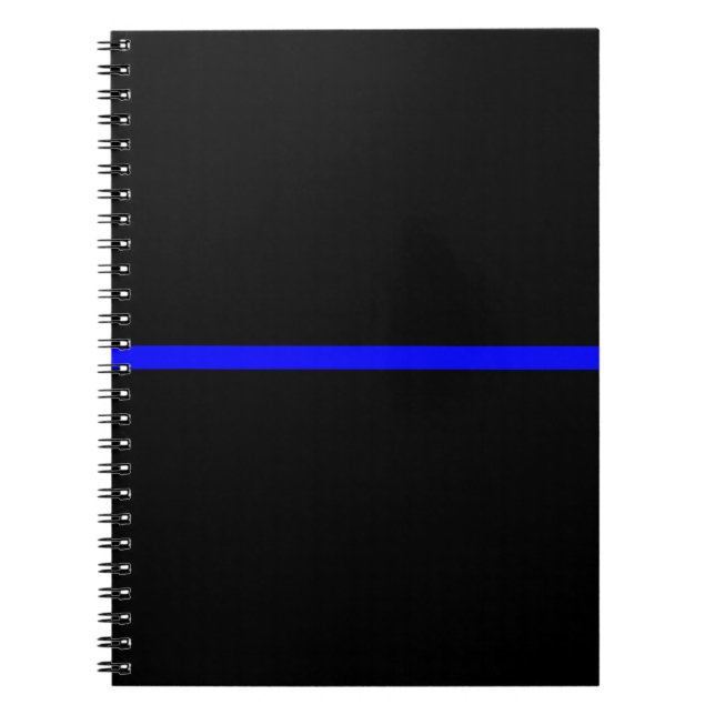 Cuaderno La delgada línea azul simbólica sobre negro sólido (Frente)