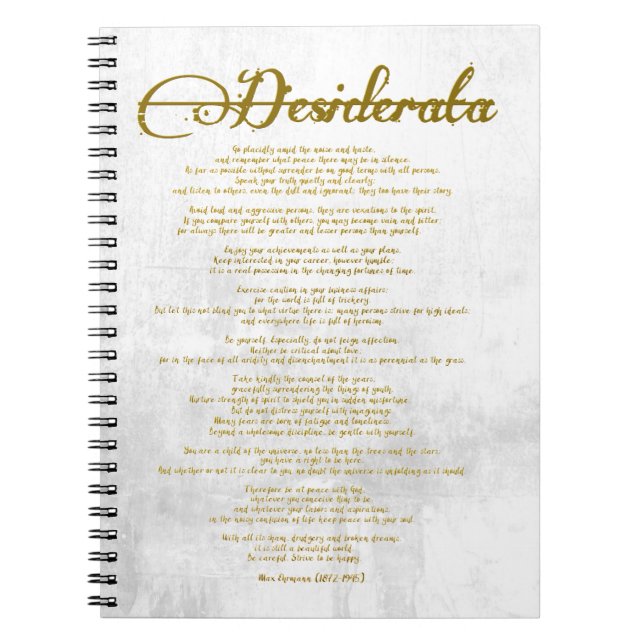 Cuaderno La Desiderata "Cosas Deseadas" (Frente)