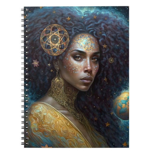 Cuaderno La diosa negra afroamericana reina arte de fantasí (Frente)