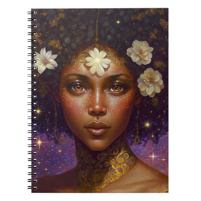 Cuaderno La diosa negra afroamericana reina arte de fantasí (Frente)